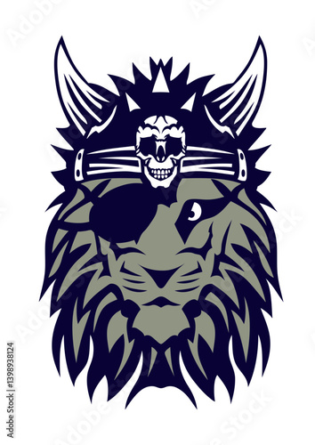 lion casque viking borgne tete de mort