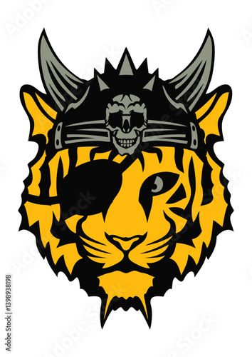 tigre casque viking borgne tete de mort