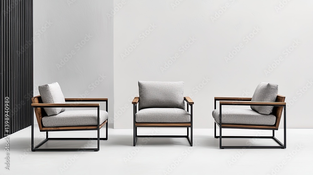 modern furniture metal functionality concept. Stylish modern chairs with soft cushions in a minimalistic setting. modern furniture metal functionality concept. Stylish modern chairs with soft cushions in a minimalistic setting.