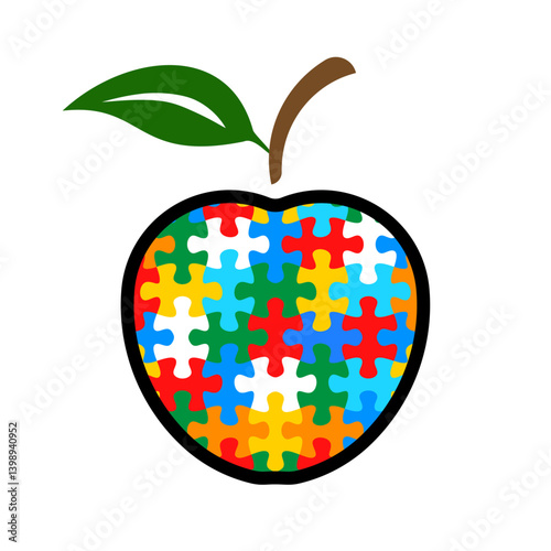 Abstract colorful puzzle apple.. Vector isolated on white background..
