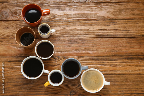 Many cups of hot coffee on ...