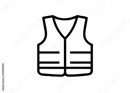 Safety vest. Cute icon with black line drawing. Construction site.