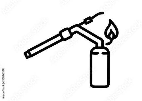 cutting torch. Pretty icons with black line drawings. Construction site.