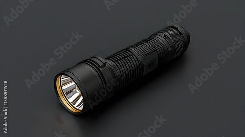 High Intensity Black Flashlight With Golden Led Light