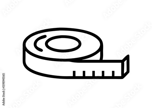  tape measure. Pretty icons with black line drawings. Construction site.