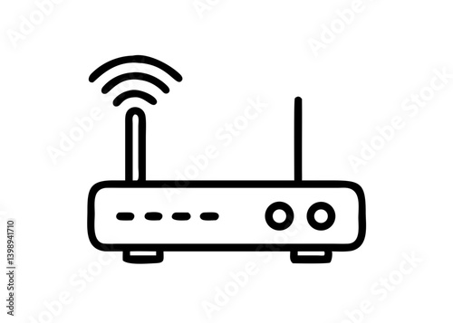 WI-FI router. Cute icon with black line drawing
