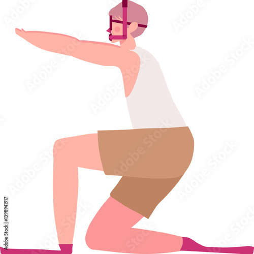 Young man in diving masks swimming pose. Recreation and vacation during holiday