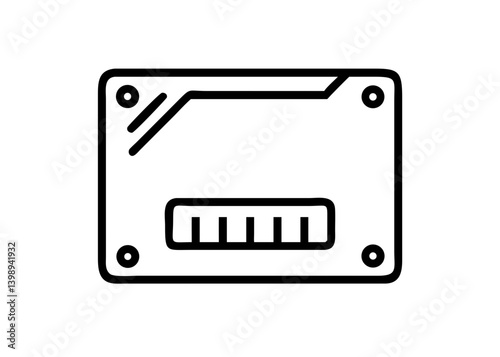Cute icon with black line drawing, SSD icon. High speed. Backup. Save and store.