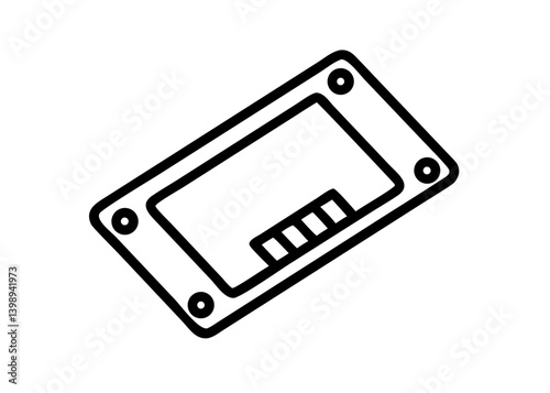 Cute icon with black line drawing, SSD icon. High speed. Backup. Save and store.