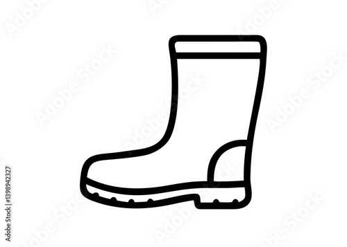 Icon of boots. Fishing tool motif.. Cute icon with black line drawing.