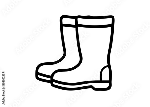 Icon of boots. Fishing tool motif.. Cute icon with black line drawing.