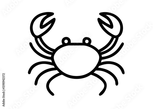 crab. fish icon. Cute icon with black line drawing.