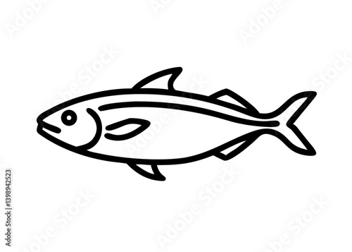 yellowtail. fish icon. Cute icon with black line drawing.