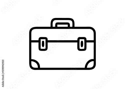 Suitcase. Cute icon with black line drawing.