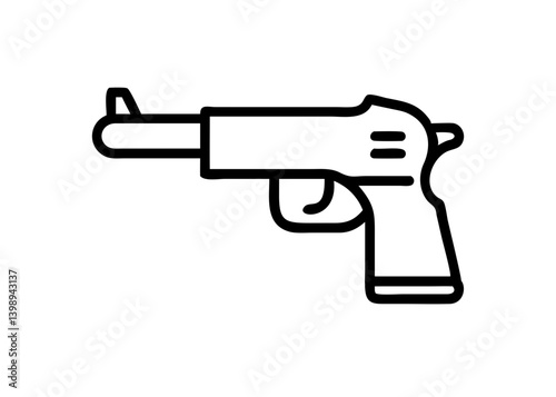 A projectile gun. icon. Cute icon with black line drawing.