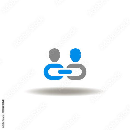 Vector illustration of chain with person or customer. Symbol of affiliate marketing program.