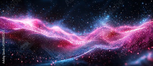 A digital transformation business banner with swirling data flows merging into a luminous circuit board, representing innovation and AI-driven progress, vibrant futuristic lighting.