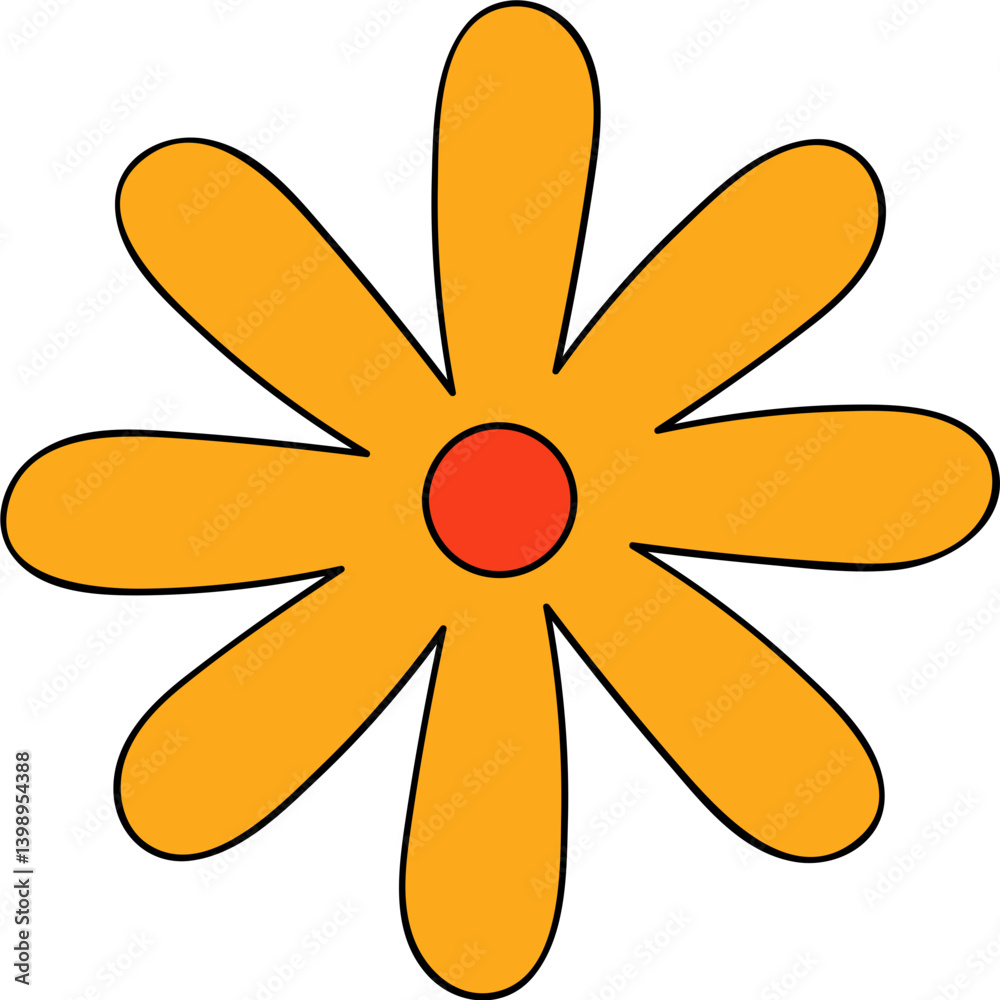 Retro Groovy Flower Blossom 70s