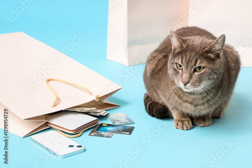 Cute cat with shopping bags...