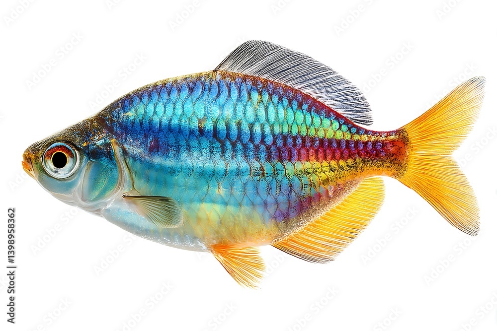 Fototapeta premium Radiant Colorful Fish White Background Solo 