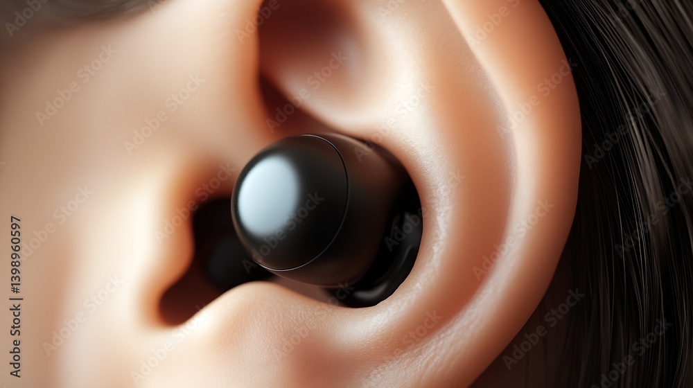 Detailed View of a Bluetooth Earbud Designed for Comfort and Quality Listening in Ear Canal : Generative AI