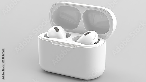 Obraz na płótnie Wirelessly Designed Earbuds with a Chic Charging Case Easily Accessible for Everyday Listening : Generative AI w salonie