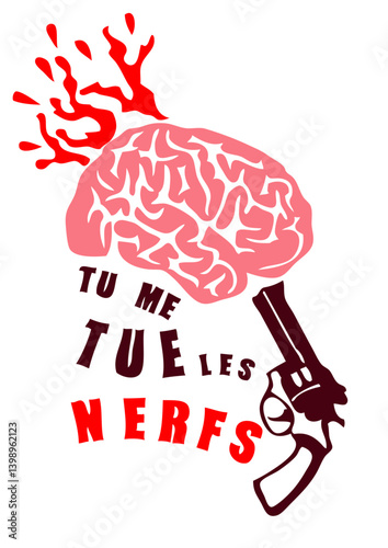 tue nerfs flingue pistolet arme revolver expression cerveau