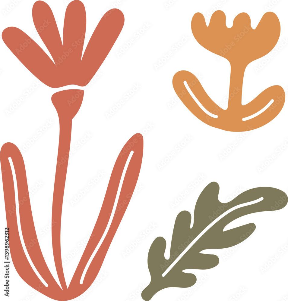 Fototapeta premium Abstract Floral and Leaf Shapes