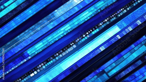 Abstract diagonal blue stripes with details