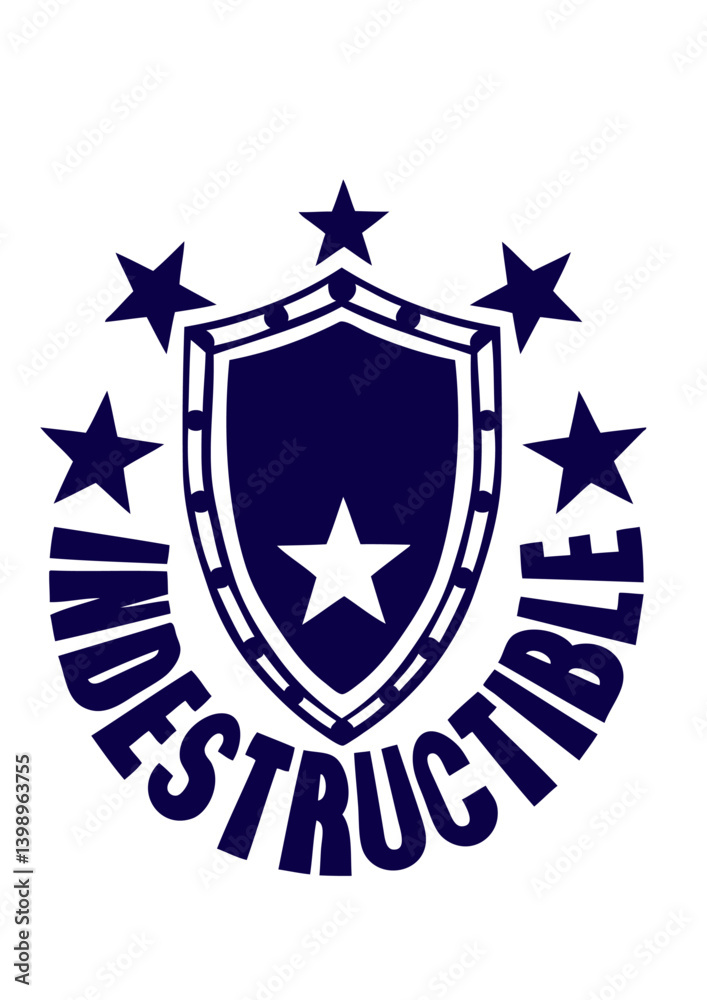 ajouter texte indestructible bouclier logo