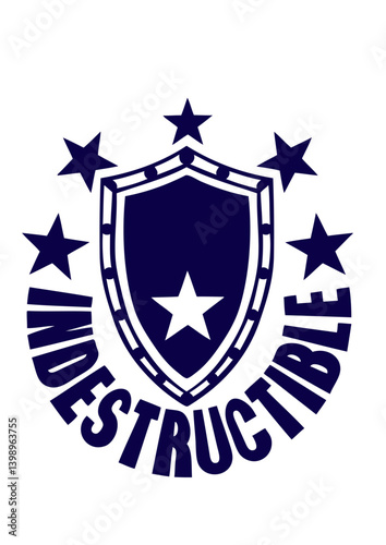 ajouter texte indestructible bouclier logo