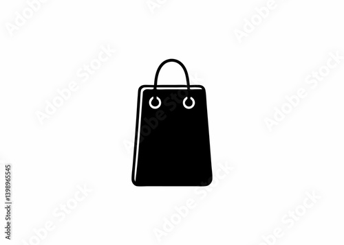 Shopping Bag Icon: A sleek, minimalist shopping bag icon in black against a stark background, perfect for commerce and retail.