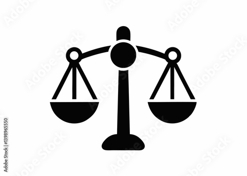 Justice Icon: A simple yet powerful depiction of justice, a balanced scale, symbolizing fairness, impartiality, and legal precision.
