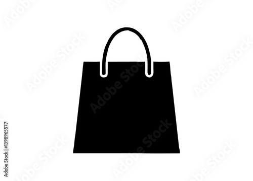 Shopping Bag: A minimalist black shopping bag, a clean and modern representation, perfect for illustrating commerce, retail, and the act of purchasing goods. 