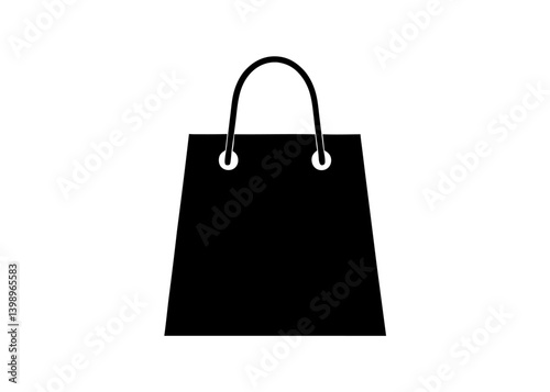 Shopping Bag Silhouette: A simple, elegant black shopping bag, representing the essence of retail, purchase, and consumerism, isolated on a clean background, ideal for design projects.