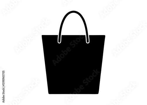 Shopping Tote Silhouette: A minimalist silhouette of a classic shopping tote bag, perfect for conveying themes of retail, consumerism, and everyday essentials.