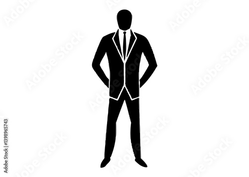 Business Silhouette: A classic silhouette of a sharply dressed businessman in a suit and tie, exuding confidence and professionalism. 