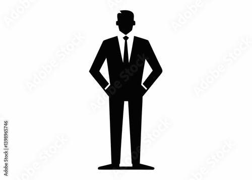 Silhouette of Authority: A strong business silhouette stands poised, personifying professionalism and leadership, the epitome of focused resolve in a modern workplace.