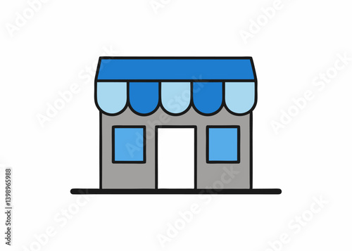 Simple Shopfront Illustration: A straightforward illustration of a small shop, perfect for conveying ideas of retail, local business, and community engagement.