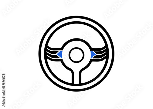 Steering Wheel: A stylized representation of a steering wheel, symbolizing control, direction, and the art of navigation, perfect for projects focused on automotive themes, guidance.