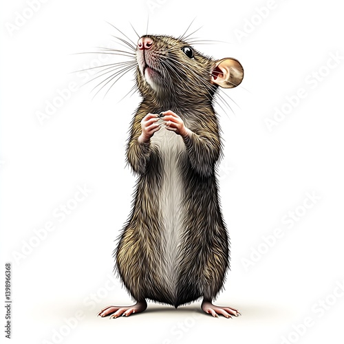 Obraz na płótnie Charming depiction of a brown rat standing tall with its paws clasped together looking around in an innocent manner : Generative AI w salonie