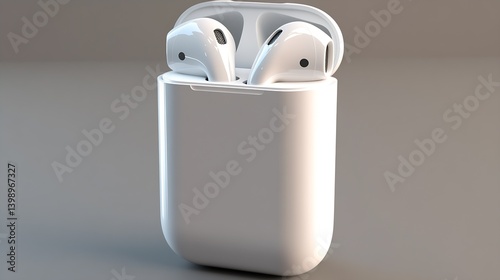 Elegant Open Wireless Earbuds in White Charging Case Perfect for Everyday Use : Generative AI