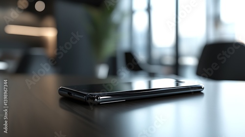 Obraz na płótnie Modern smartphone resting on a table in a stylish office environment showcasing sleek design and premium build : Generative AI w salonie