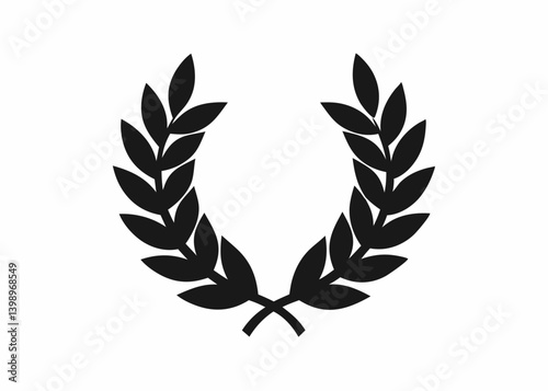 Laurel Wreath Symbol: A classic, elegant laurel wreath, a symbol of victory, achievement, and honor, presented in a clean, simple silhouette, evokes feelings of triumph.