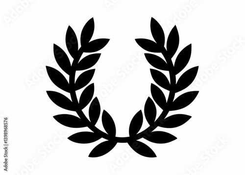 Laurel Wreath Emblem: A minimalist depiction of a classic laurel wreath, embodying victory, honor, and achievement against a backdrop of pure simplicity.