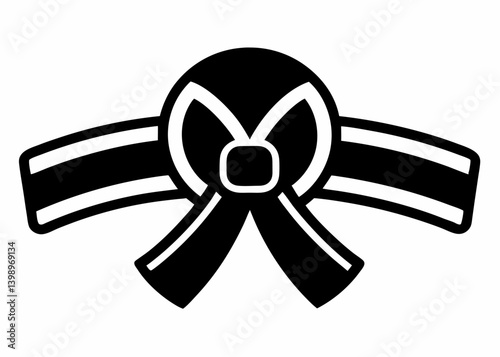 Symbol of remembrance :A striking monochrome illustration of a poignant ribbon, symbolizing remembrance, loss, and honor. A minimalist depiction perfect for commemorating life's tender moments.