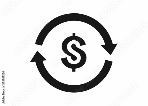 Financial Circulation: A symbolic visual representation of the US dollar enveloped in an infinite circular flow, embodies the concept of continuous monetary exchange and financial transactions.