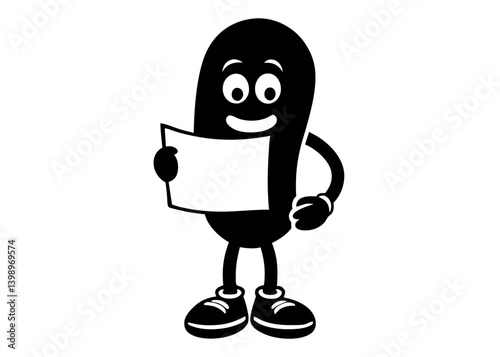 Smiling Bean with a sign: A cartoon bean holds a blank sign, a perfect choice for marketing, promotions, or presenting. The playful image radiates warmth and simplicity