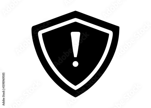 Digital Safety Shield: A graphic representation of security and caution. A sleek black shield prominently features an exclamation point, symbolizing the urgent need for vigilance and protection.