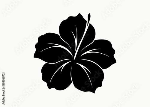 Hibiscus: A striking silhouette of a hibiscus flower in black and white, showcasing the intricate beauty of its petals, a classic and versatile image.
